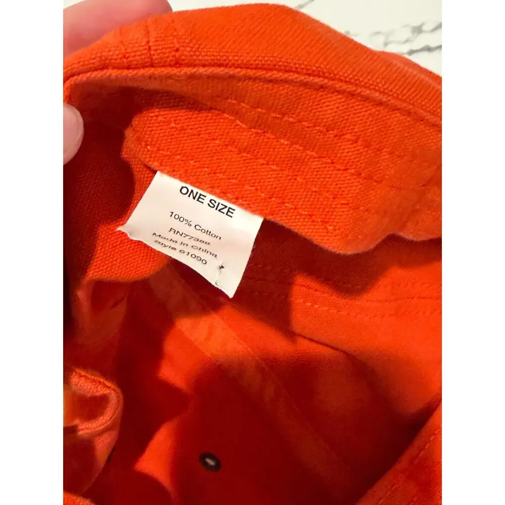 Blank Baseball Cap Hat Orange Neon Solid One Size Adjustable Strapback Dad Men